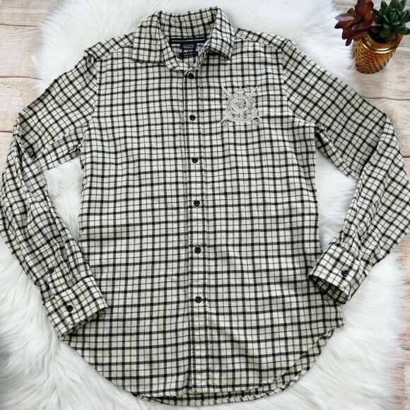 Vintage Ralph Lauren Sport Ski Plaid Ski Button-Up Shirt Size 10 - Picture 1 of 6